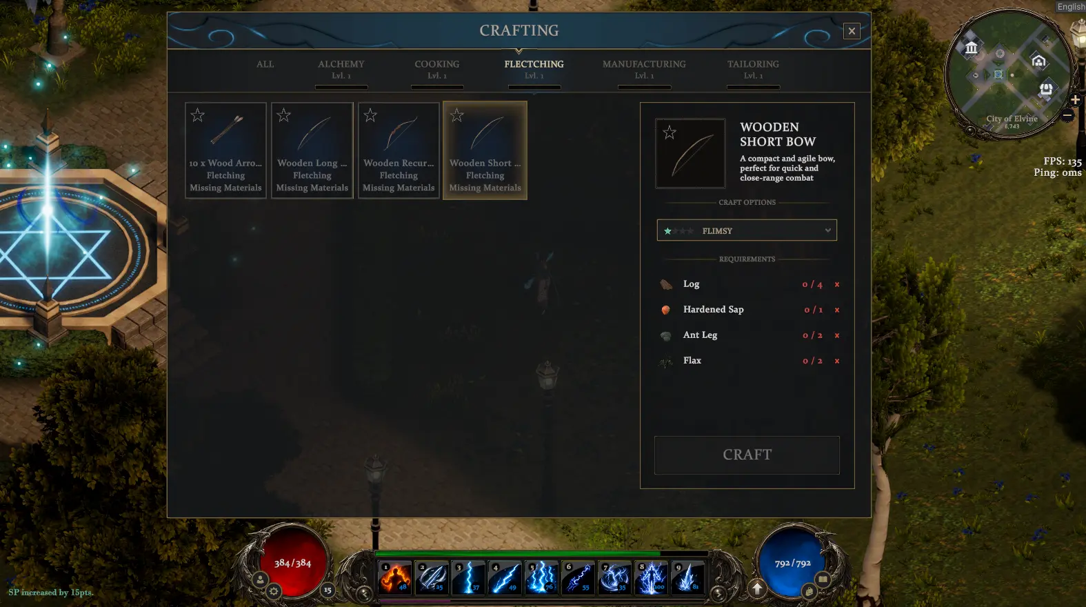 A bow recipe displayed in the crafting interface